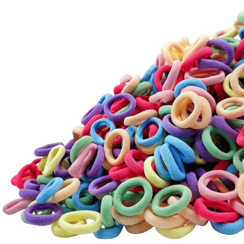 Tesvyns 300Pcs Baby Hair Ties Cotton Toddler Hair Ties for Girls and Kids, Kids Seamless Hair Bands Ponytail Holders(Multiple colors) - Image 1
